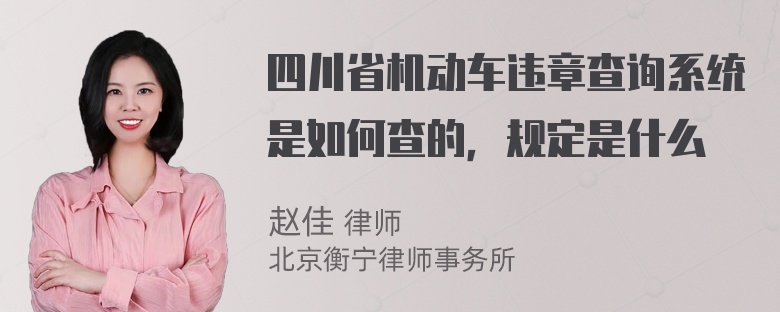 四川省机动车违章查询系统是如何查的，规定是什么