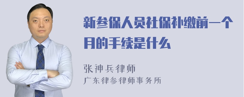 新参保人员社保补缴前一个月的手续是什么