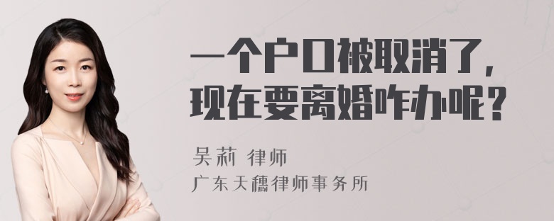 一个户口被取消了，现在要离婚咋办呢？