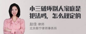 小三破坏别人家庭是犯法吗，怎么规定的