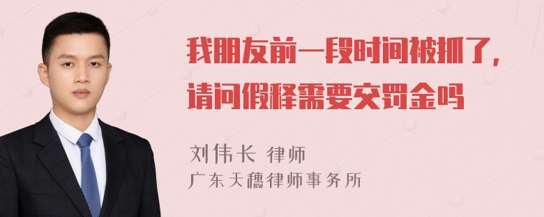 我朋友前一段时间被抓了，请问假释需要交罚金吗