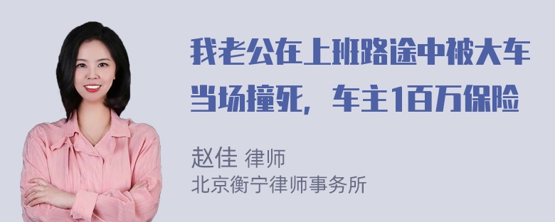 我老公在上班路途中被大车当场撞死，车主1百万保险