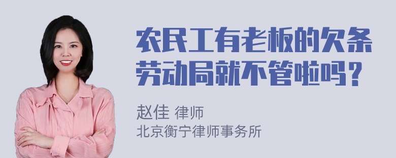 农民工有老板的欠条劳动局就不管啦吗？