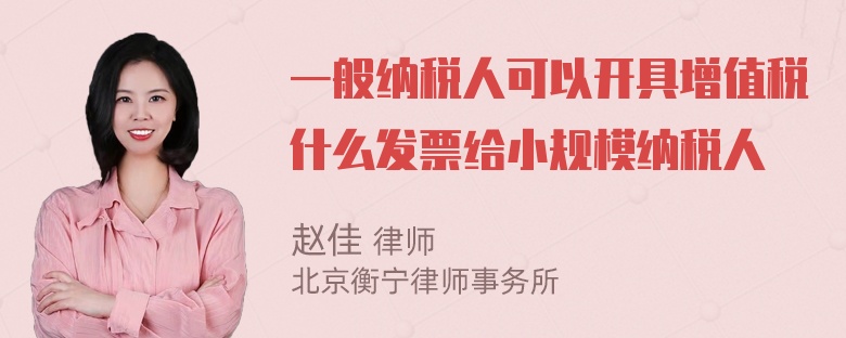 一般纳税人可以开具增值税什么发票给小规模纳税人