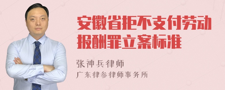 安徽省拒不支付劳动报酬罪立案标准