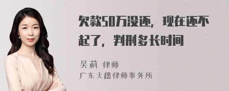 欠款50万没还，现在还不起了，判刑多长时间