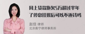 网上贷款拖欠5万超过半年了停息挂账后可以不还钱吗