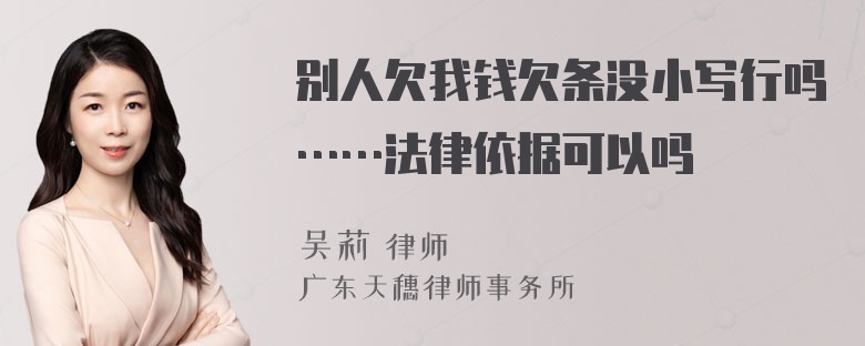 别人欠我钱欠条没小写行吗……法律依据可以吗