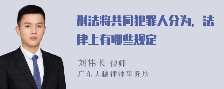 刑法将共同犯罪人分为，法律上有哪些规定