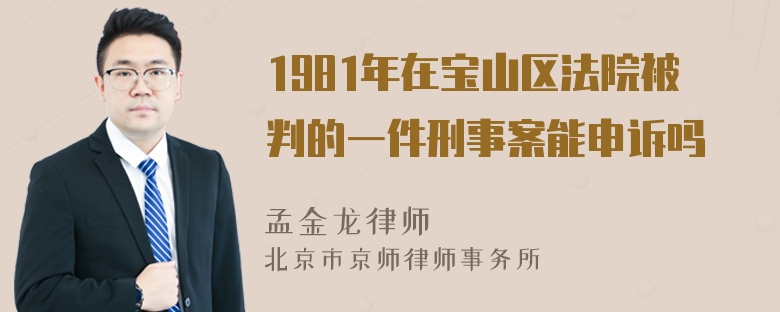 1981年在宝山区法院被判的一件刑事案能申诉吗