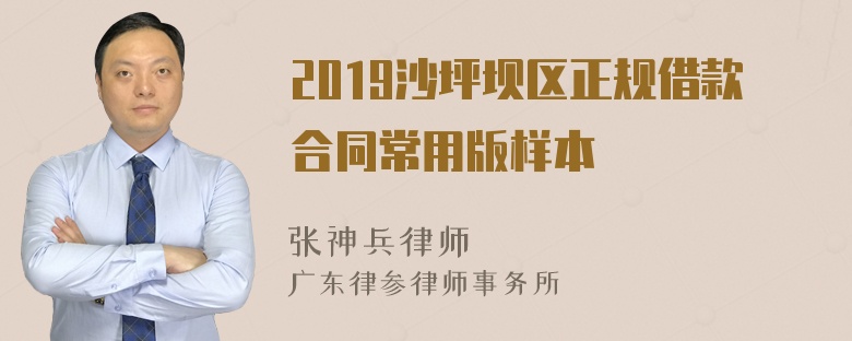 2019沙坪坝区正规借款合同常用版样本