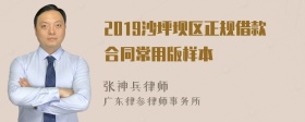 2019沙坪坝区正规借款合同常用版样本