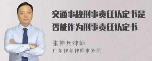 交通事故刑事责任认定书是否能作为刑事责任认定书