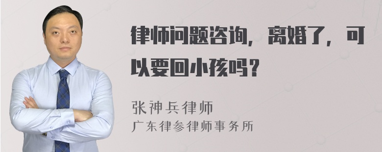 律师问题咨询，离婚了，可以要回小孩吗？