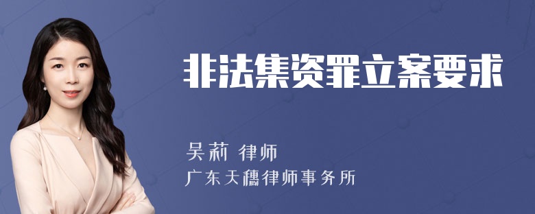 非法集资罪立案要求
