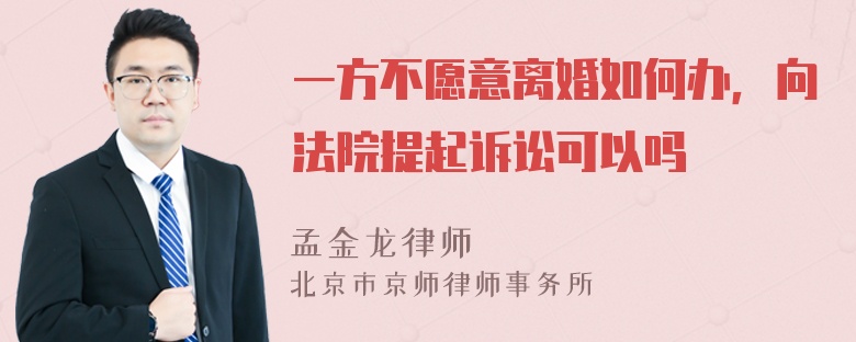 一方不愿意离婚如何办，向法院提起诉讼可以吗