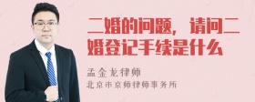 二婚的问题，请问二婚登记手续是什么