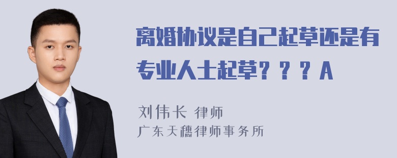 离婚协议是自己起草还是有专业人士起草？？？A