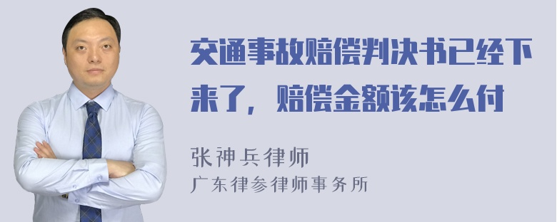 交通事故赔偿判决书已经下来了，赔偿金额该怎么付