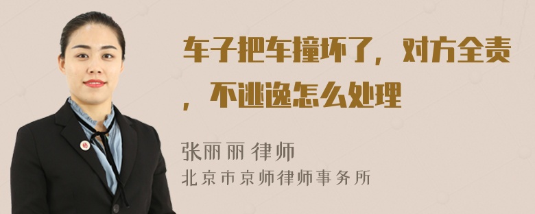 车子把车撞坏了，对方全责，不逃逸怎么处理