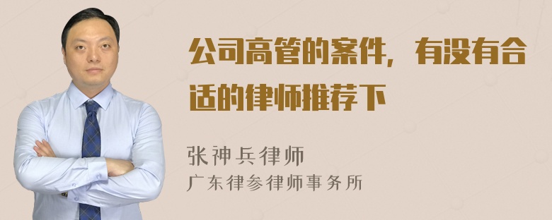 公司高管的案件，有没有合适的律师推荐下