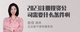 2023注册投资公司需要什么条件啊