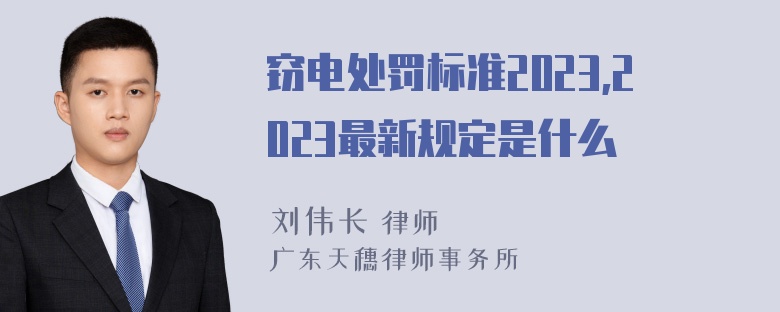 窃电处罚标准2023,2023最新规定是什么