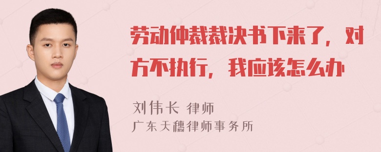 劳动仲裁裁决书下来了，对方不执行，我应该怎么办