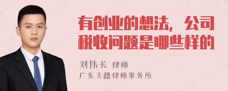 有创业的想法，公司税收问题是哪些样的