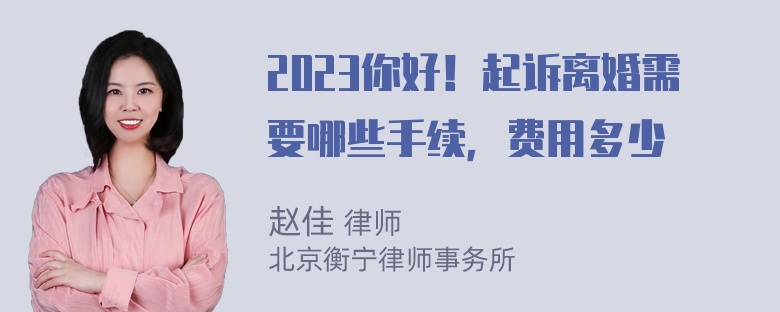 2023你好！起诉离婚需要哪些手续，费用多少