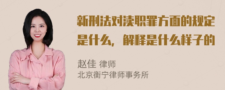 新刑法对渎职罪方面的规定是什么，解释是什么样子的