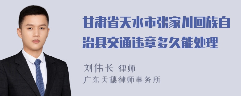 甘肃省天水市张家川回族自治县交通违章多久能处理