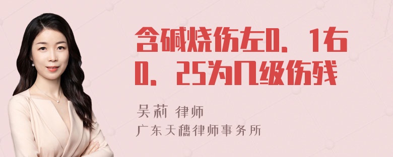 含碱烧伤左0．1右0．25为几级伤残