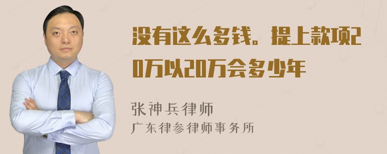 没有这么多钱。提上款项20万以20万会多少年