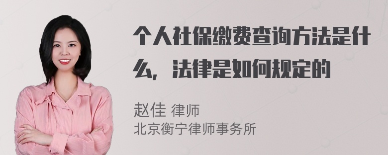 个人社保缴费查询方法是什么，法律是如何规定的