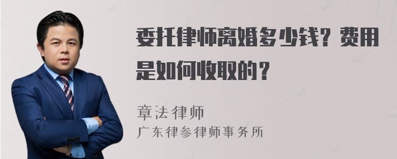 委托律师离婚多少钱？费用是如何收取的？