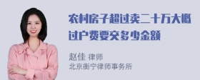 农村房子超过卖二十万大概过户费要交多少金额