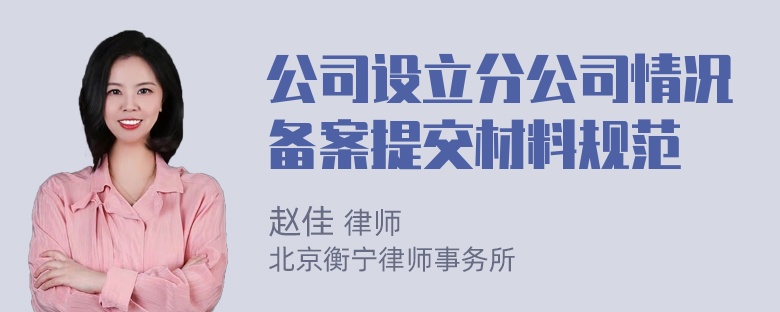 公司设立分公司情况备案提交材料规范