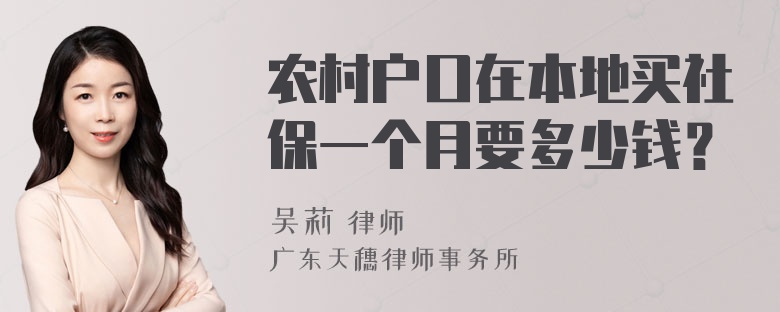 农村户口在本地买社保一个月要多少钱？