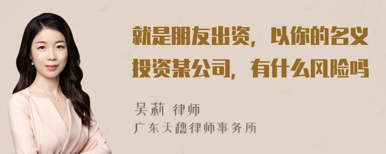 就是朋友出资，以你的名义投资某公司，有什么风险吗