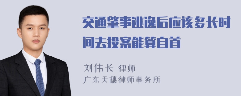 交通肇事逃逸后应该多长时间去投案能算自首