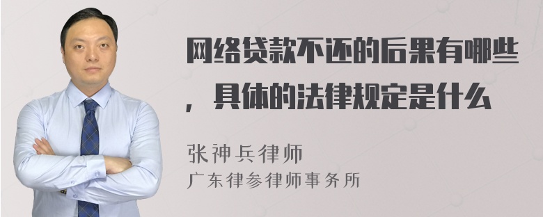 网络贷款不还的后果有哪些，具体的法律规定是什么