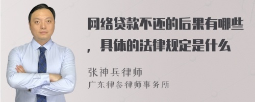 网络贷款不还的后果有哪些，具体的法律规定是什么