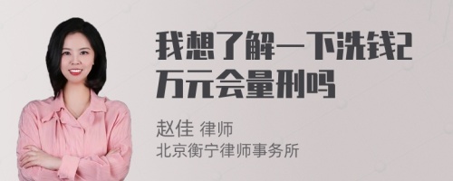 我想了解一下洗钱2万元会量刑吗