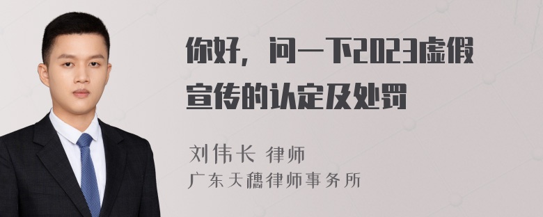 你好，问一下2023虚假宣传的认定及处罚