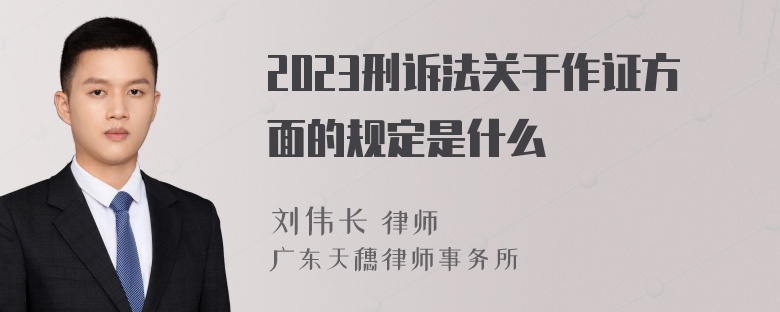 2023刑诉法关于作证方面的规定是什么