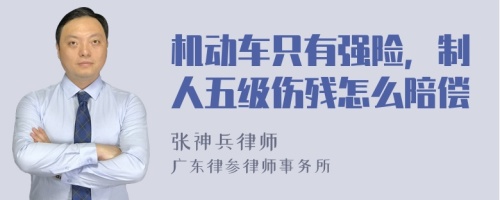 机动车只有强险，制人五级伤残怎么陪偿