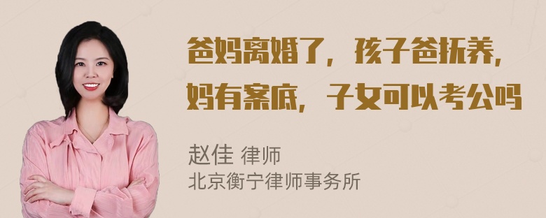 爸妈离婚了，孩子爸抚养，妈有案底，子女可以考公吗