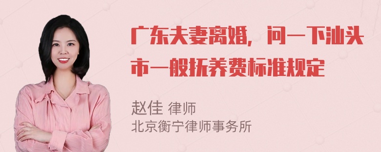 广东夫妻离婚，问一下汕头市一般抚养费标准规定