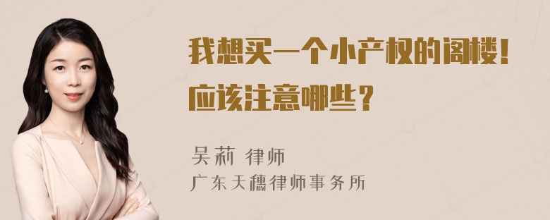 我想买一个小产权的阁楼！应该注意哪些？